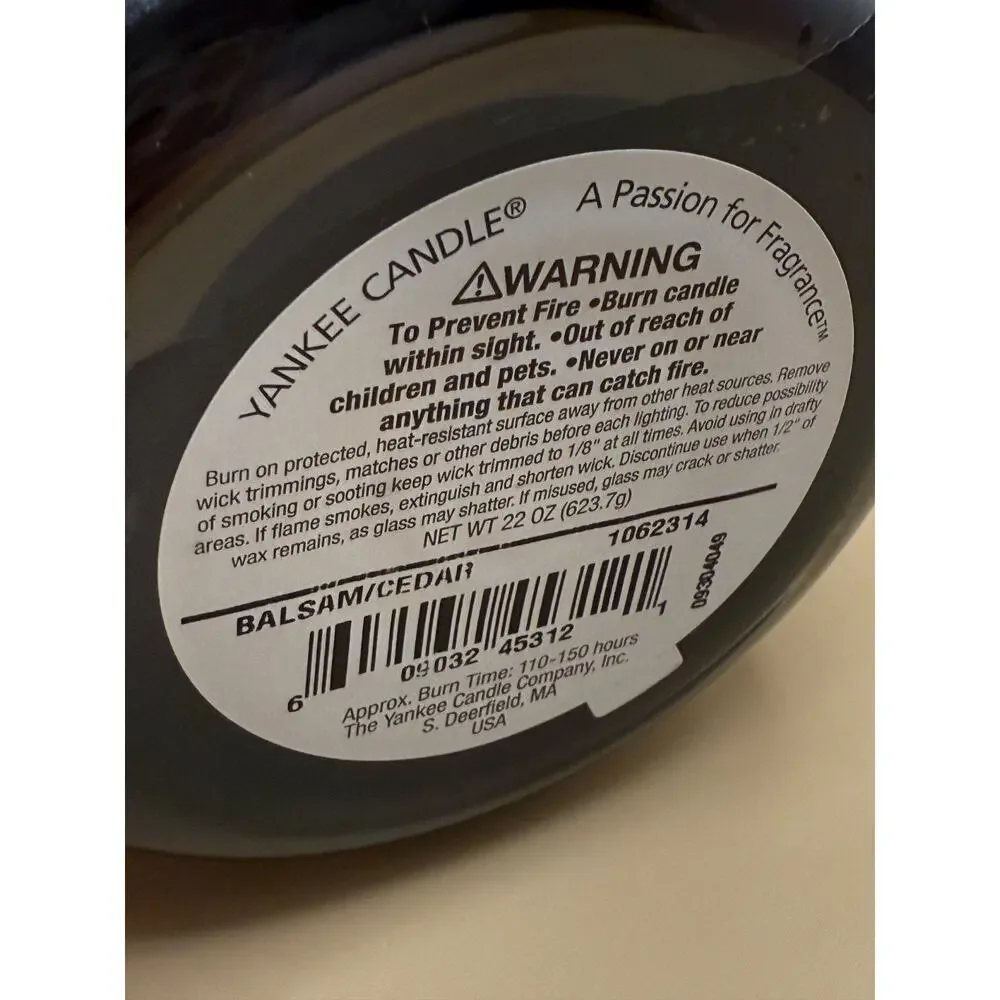 🌲 Yankee Candle Balsam & Cedar 22oz Large Jar 1 Wick Holiday Scent